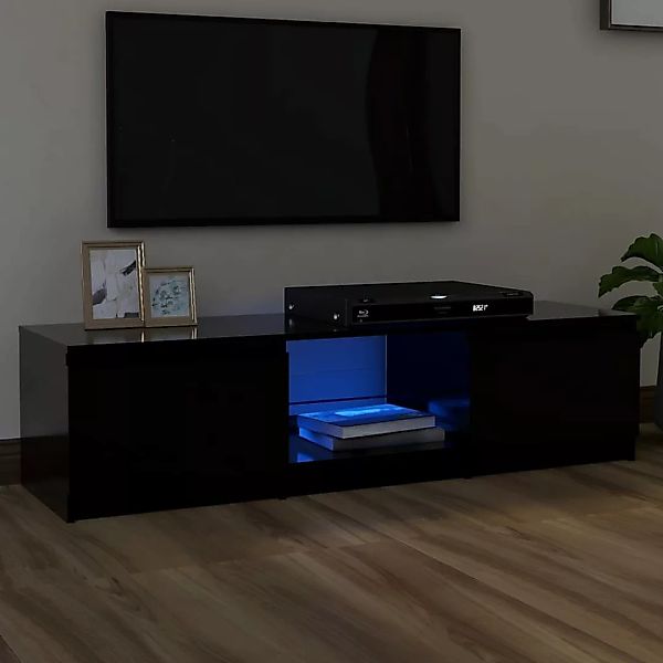 vidaXL TV-Schrank TV-Schrank mit LED-Leuchten Schwarz 140x40x35,5 cm Lowboa günstig online kaufen