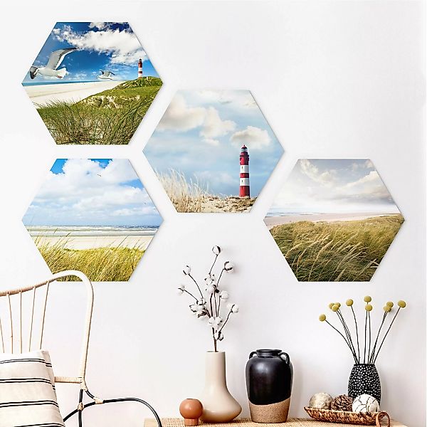 4-teiliges Hexagon-Alu-Dibond Bild Dünenträume günstig online kaufen