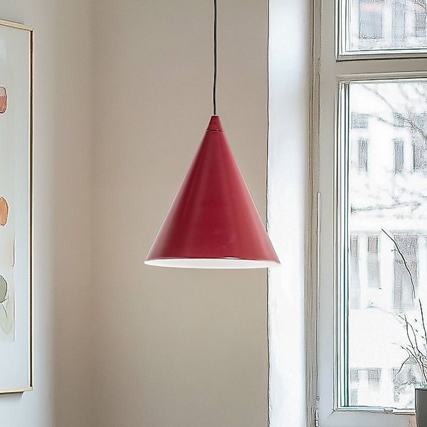 Hängeleuchte Form, weinrot, Metall, Ø 24 cm, Kegel, E27 günstig online kaufen