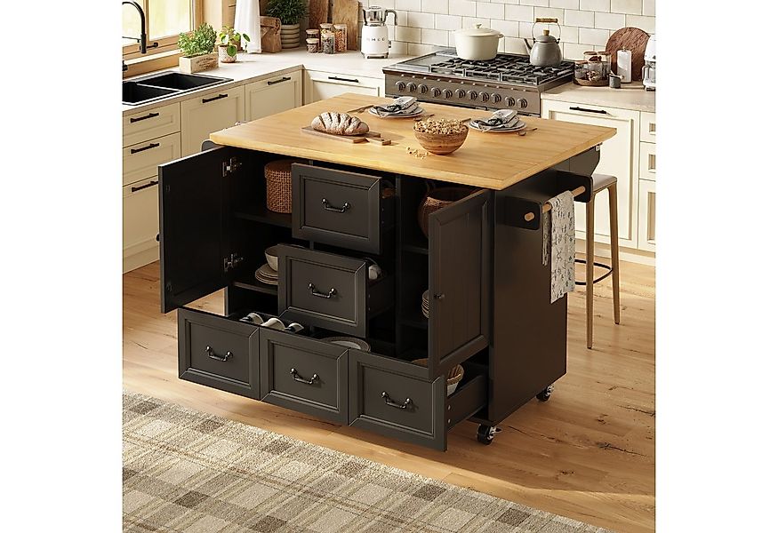 KLAM HOME Kücheninsel Kücheninsel mit ausziehbarer Arbeitsplatte und Rollen günstig online kaufen