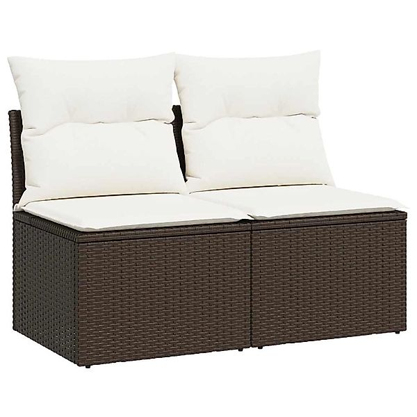vidaXL 2-Tlg Garten-Sofagarnitur mit Kissen Braun Poly Rattan Akazie 332523 günstig online kaufen