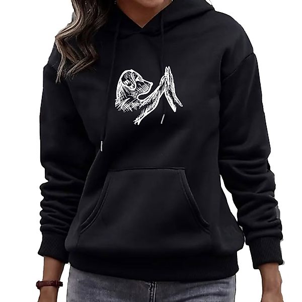Banco Kapuzensweatshirt Damen Hund Dog Unifarben günstig online kaufen