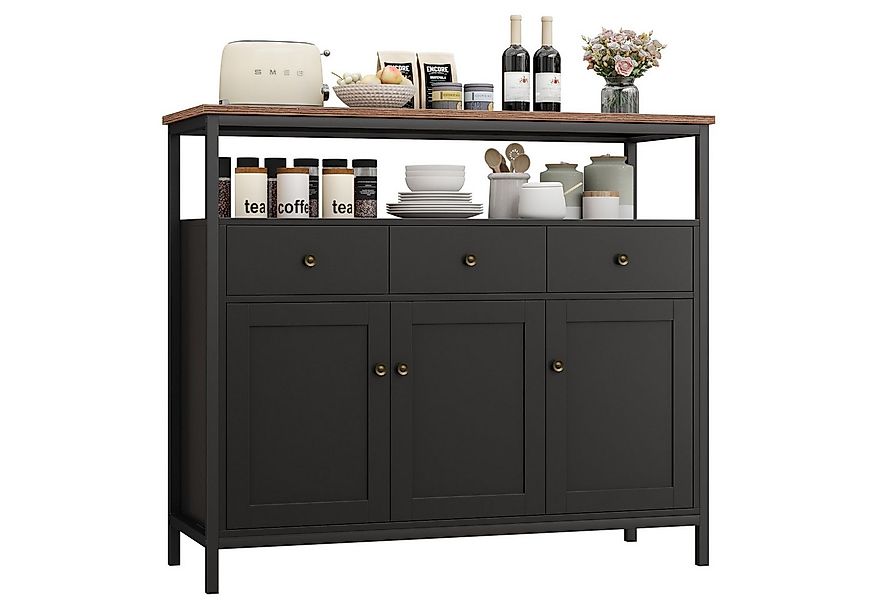 Homfa Sideboard Küchenschrank, mit 3 Schubladen 3 Türen Buffetschrank weiß günstig online kaufen
