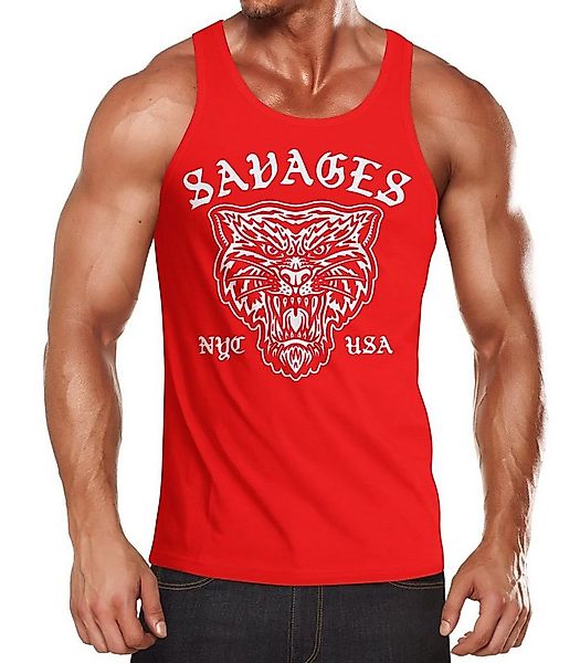Neverless Tanktop Herren Tank-Top Tiger Vintage Print Muskelshirt Muscle Sh günstig online kaufen