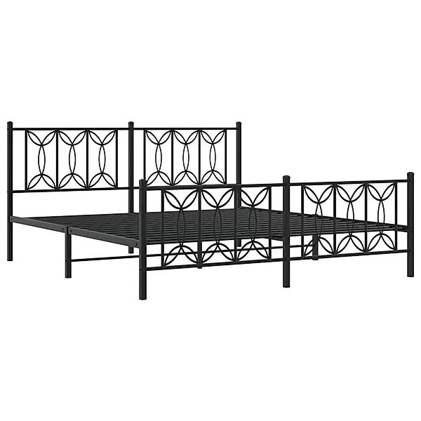 vidaXL Bettgestell mit Kopfteil und Fußteil Metall Schwarz 183x213 cm 37615 günstig online kaufen