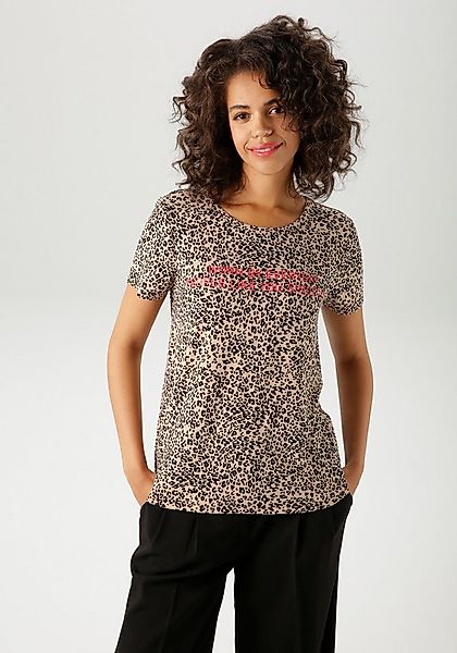 Aniston CASUAL T-Shirt im Leo-Print mit Statement-Schriftzug günstig online kaufen