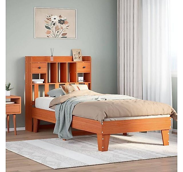 vidaXL Bett, Massivholzbett ohne Matratze Wachsbraun 100x200 Kiefernholz günstig online kaufen