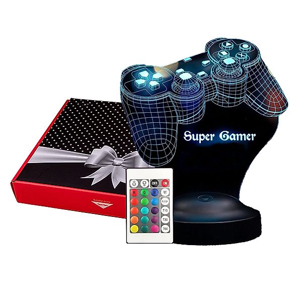Geschenkelampe LED Nachttischlampe Spielkonsole Joystick 3D günstig online kaufen
