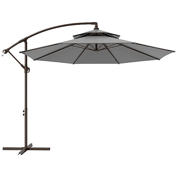 Outsunny Sonnenschirm Polyester Stahl 267L x 267B x 245H cm Hellgrau günstig online kaufen