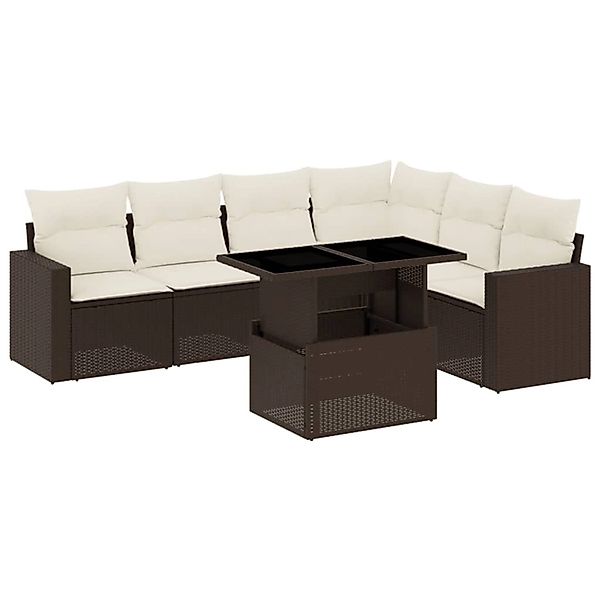 vidaXL 7-tlg Garten-Sofagarnitur mit Kissen Braun Poly Rattan Modell 18 günstig online kaufen