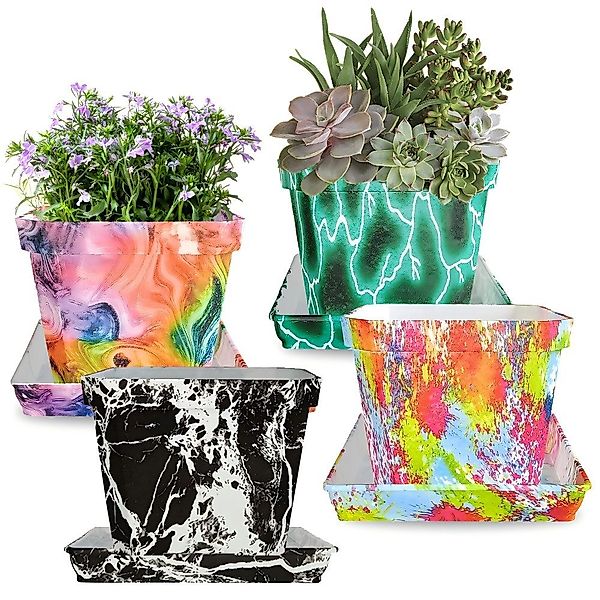 SIKAINI Blumentopf 4er-Set Blumentöpfe (wasserdurchlässig und günstig online kaufen