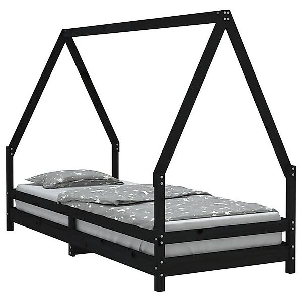 vidaXL Kinderbett, Jugendbett Schwarz 80x200 cm Massivholz Kiefer günstig online kaufen