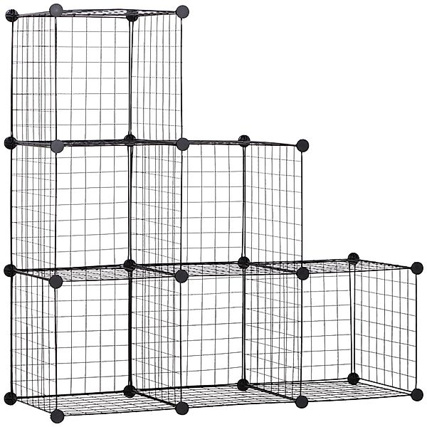 HOMCOM Würfelregal  mit 6 Fächern Metall Schwarz 109L x 37B x 109H cm günstig online kaufen