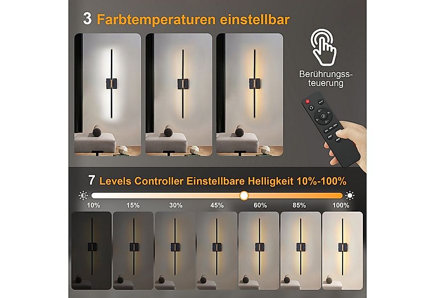 MUPOO Wandleuchte LED Wandleuchte Batteriebetrieben, Fernbedienung, Wandlam günstig online kaufen