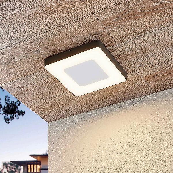 Lucande LED-Außendeckenleuchte Sora, eckig, Sensor, IP54 günstig online kaufen