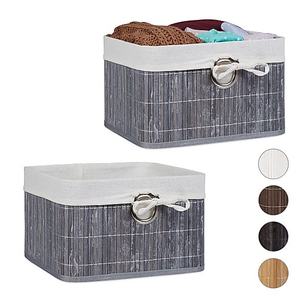 relaxdays Aufbewahrungskorb 2 x Aufbewahrungskorb Bambus günstig online kaufen