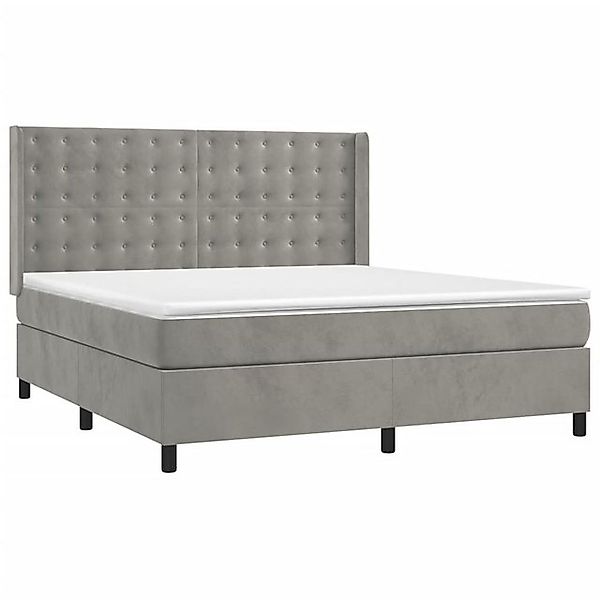 vidaXL Bett Boxspringbett mit Matratze & LED Hellgrau 160x200 cm Samt günstig online kaufen