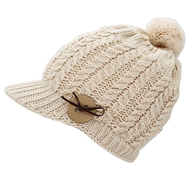 dy_mode Strickmütze Damen Strickmütze mit Schirm & Bommel Wintermütze, unif günstig online kaufen