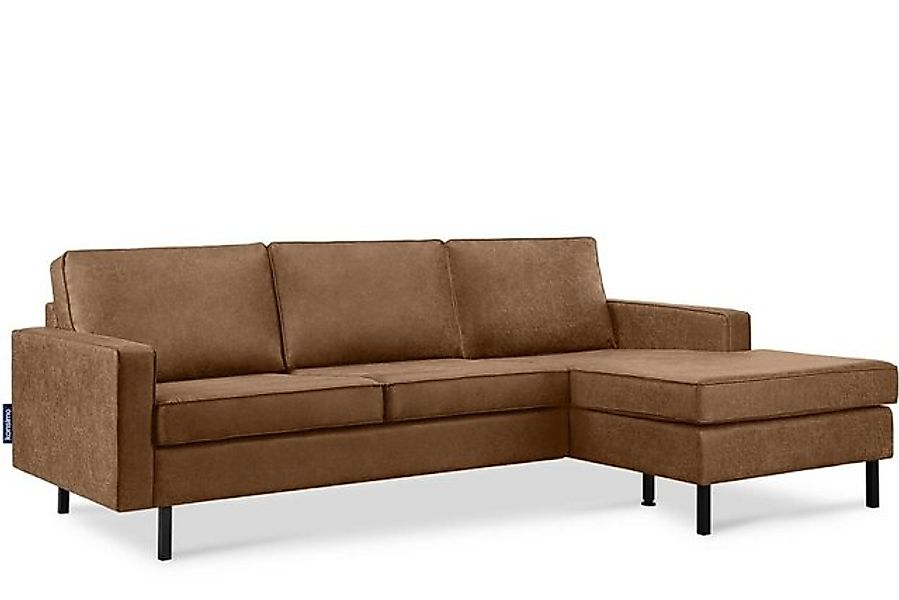 KONSIMO® Ecksofa INVIA Rechtes Ecksofa mit Ottomane, Grundschicht: Echtlede günstig online kaufen