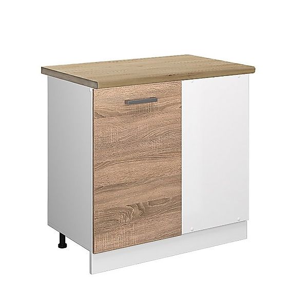 Vicco Eckunterschrank R-Line, Sonoma/Weiß, 86 cm, AP Anthrazit günstig online kaufen