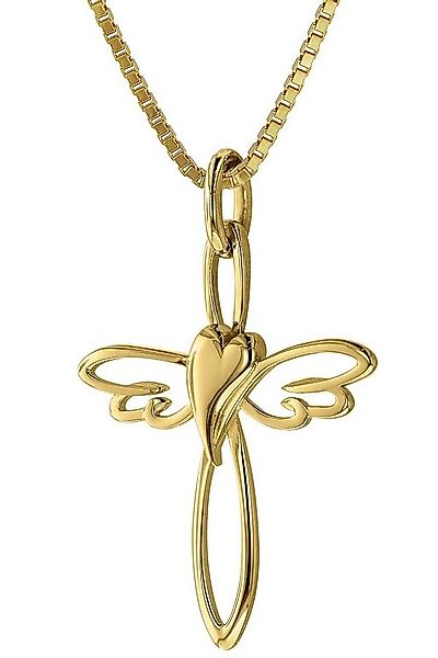 trendor Kette mit Anhänger Kreuz-Anhänger 333 Gold mit goldplattierter Silb günstig online kaufen