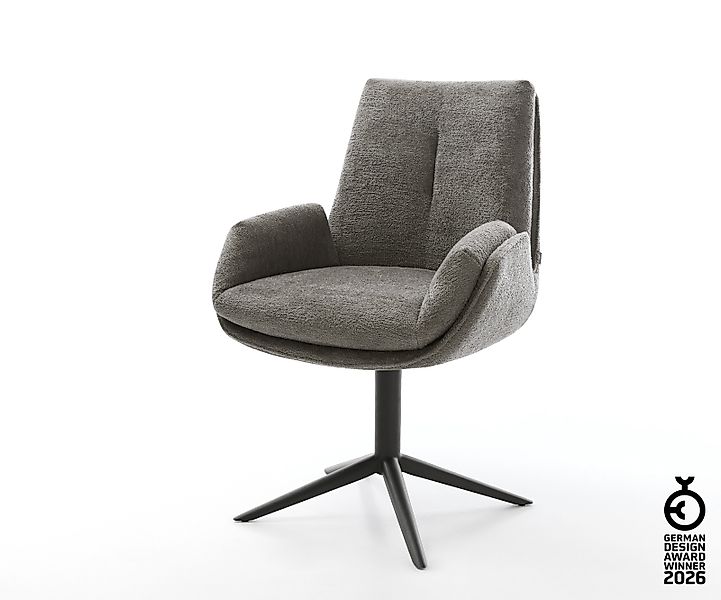 Drehstuhl Clea-Flex Bouclé Soft Schlamm Fußkreuz Schwarz 360° drehbar Wippf günstig online kaufen