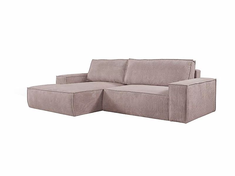 Ecksofa mit Schlaffunktion - Ecke Links - Cord - Hellviolett - AMELIA günstig online kaufen