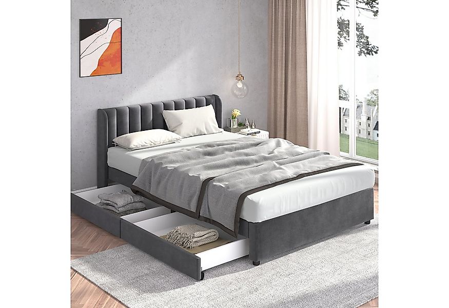 STILVORA Polsterbett 160x200 Doppelbett Bettgestell mit Stauraum,Lattenrost günstig online kaufen