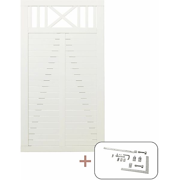 Einzeltor Nostalgi Nadelholz Weiß 100 cm x 180 cm günstig online kaufen