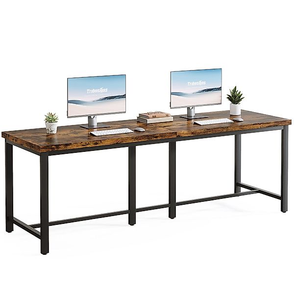 Tribesigns Computertisch 200x60x75cm, doppelter PC-Bürotisch,Industrial Dop günstig online kaufen