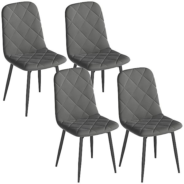 HOMCOM Esszimmerstühle Polyester Stahl 45L x 54B x 87H cm Grau günstig online kaufen