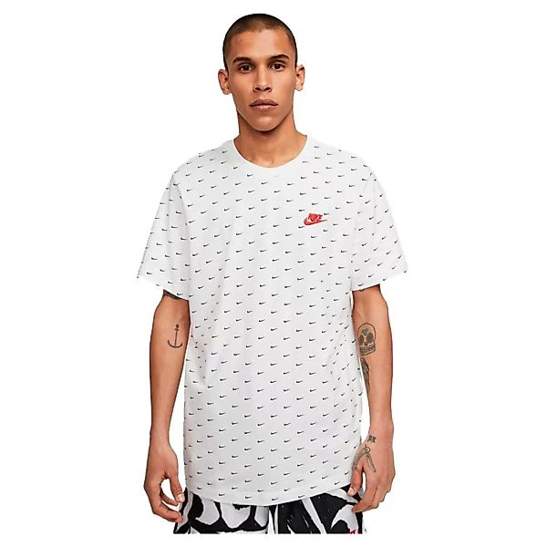 Nike Sportswear Swoosh Kurzarm T-shirt 2XL White / Black / University Red günstig online kaufen