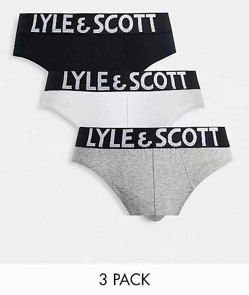Lyle & Scott – Bodywear Ryder – 3er-Pack Unterhosen in Schwarz/Weiß/Grau-Me günstig online kaufen
