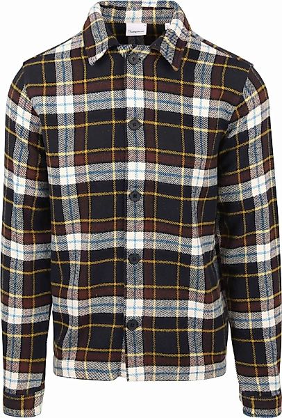 Knowledge Cotton Apparel Überhemd Dunkelblau Kariert - Größe XL günstig online kaufen