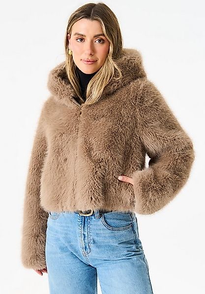 GINI LONDON Outdoorjacke Gini Zip Front Cropped Faux Fur Gini Boucle-Wollja günstig online kaufen