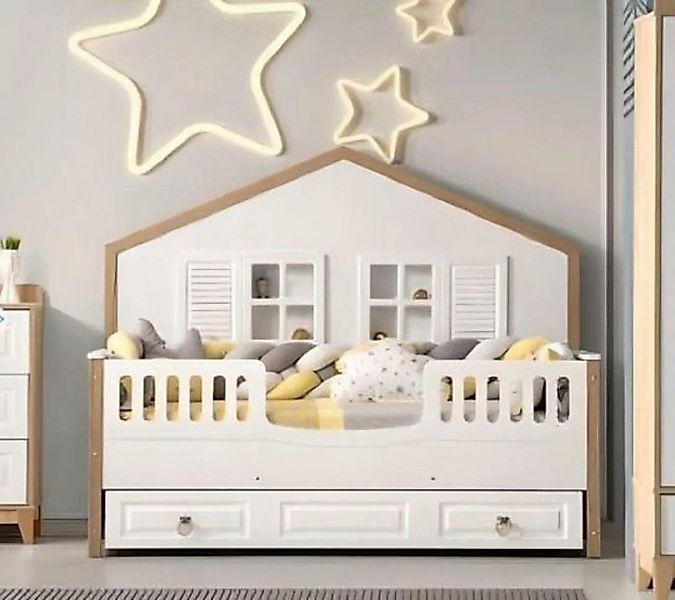 JVmoebel Bett Perfekte Kinderzimmer Bettrahmen Kinderzimmermöbel Helles Hol günstig online kaufen