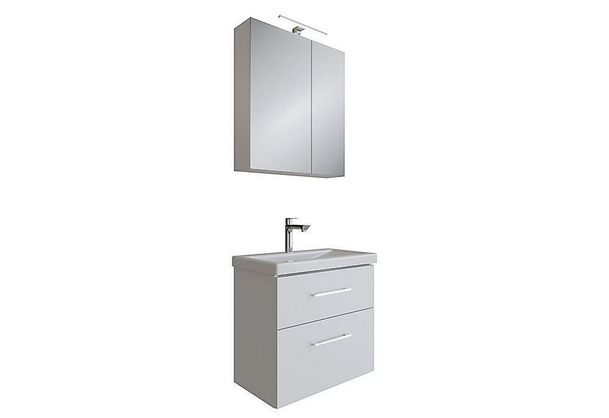 Planetmöbel Badmöbel-Set Badmöbel-Set mit Spiegelschrank 63cm (Weiß), (Komp günstig online kaufen