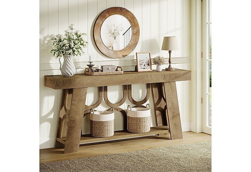 Tribesigns Konsolentisch Schmaler Sofatisch Holz mit 2-Stufigem Stauraum, 1 günstig online kaufen