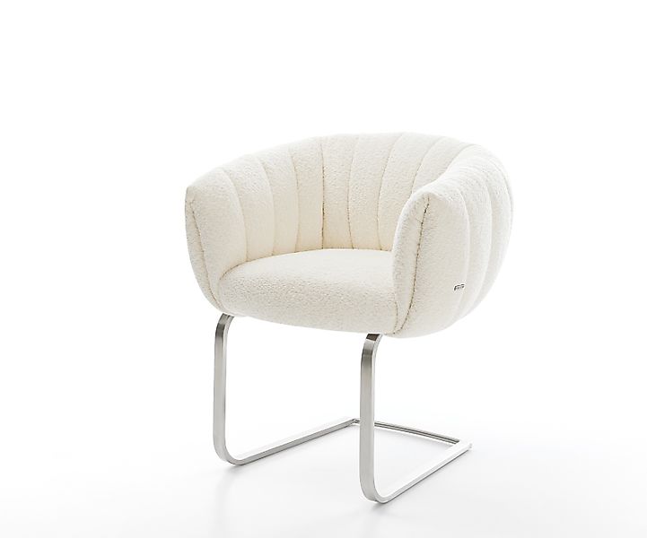 Freischwinger Jada-Flex Bouclé Weiß Freischwinger flach Edelstahl Taschenfe günstig online kaufen