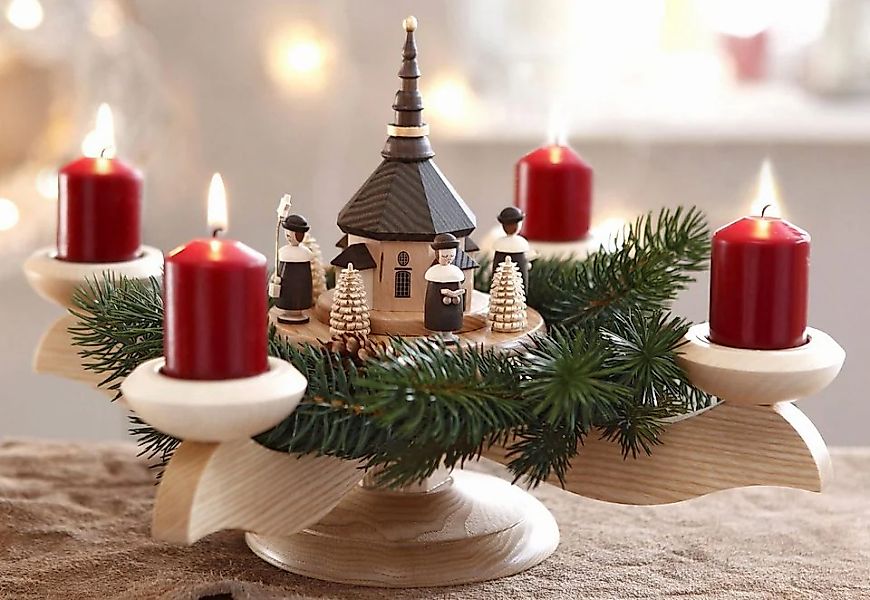 Albin Preissler Schwibbogen Adventsleuchter Seiffener Kirche günstig online kaufen