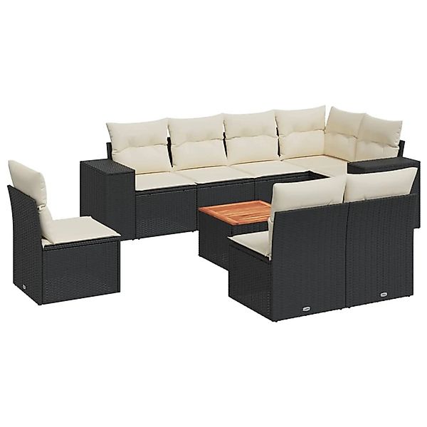 vidaXL 9-Tlg Garten-Sofagarnitur mit Kissen Schwarz Poly Rattan 3257813 günstig online kaufen