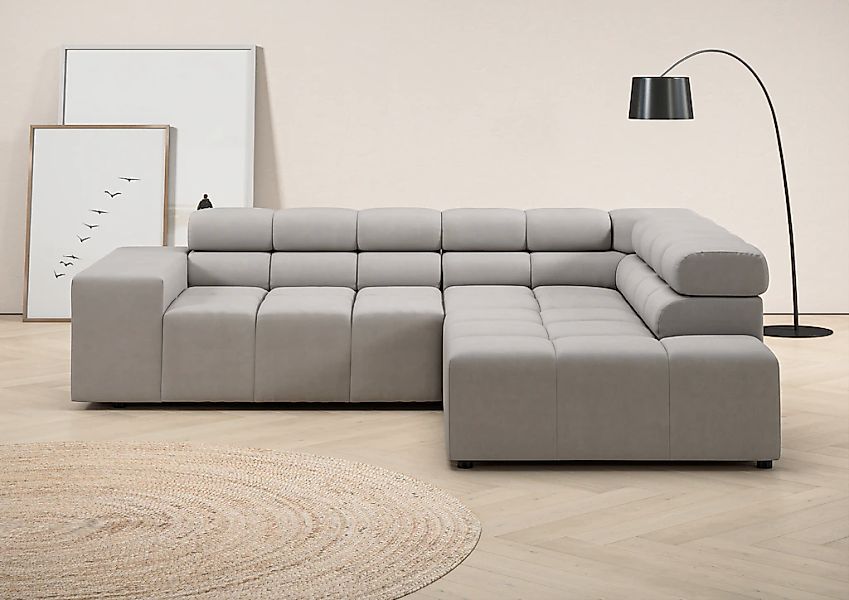 INOSIGN Ecksofa "Ancona, incl. Kopfteilverstellung + 3 Zierkissen, L-Form, günstig online kaufen