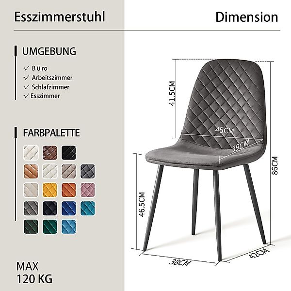 JYMTOM Esszimmerstuhl mit Rückenlehne, aus Samt/künstlichem günstig online kaufen