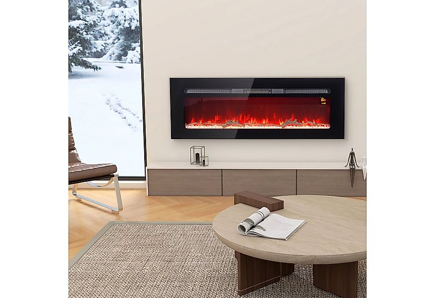 HOMCOM Elektrokamin Wandkamin mit Heizung 1800 W, LED 3D-Flammeneffekt, mit günstig online kaufen