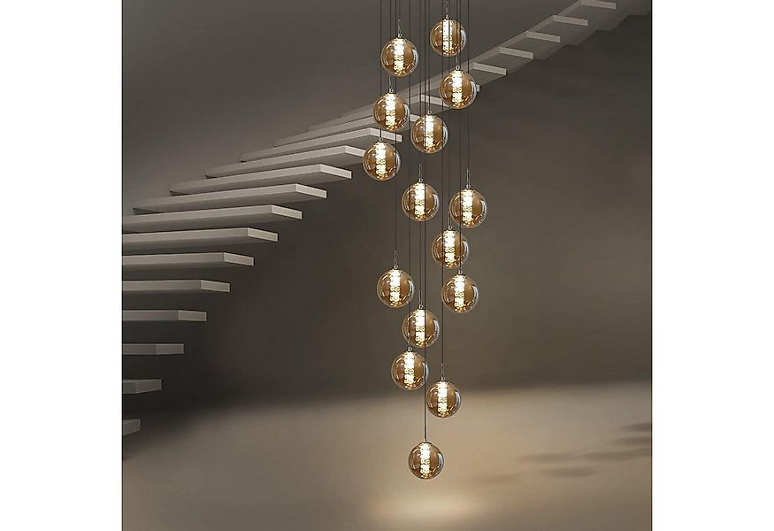 Nettlife Pendelleuchte G9 Deckenlampe 3-flammig Bernstein/Grau Glas Industr günstig online kaufen