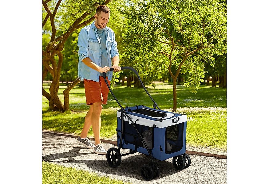 PawHut Hundebuggy Hundetrolley mit abnehmbarem Korb, 2 Sicherheitsleinen, ( günstig online kaufen