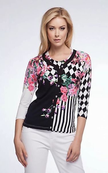 Passioni Cardigan Twinset mit abstraktem Blumen Print günstig online kaufen