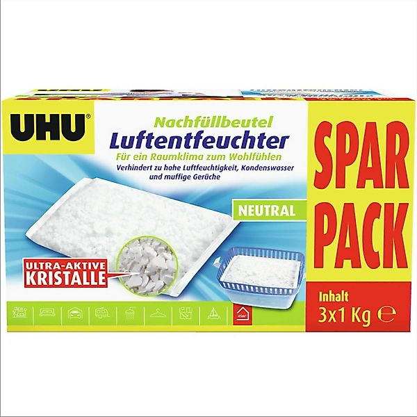 UHU Luftentfeuchter Nachfüllbeutel Spar-Pack 3x 1.000 g günstig online kaufen