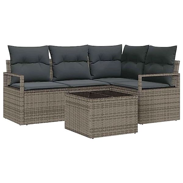 vidaXL Garten-Sofa-Set 5-Tlg Grau Poly Rattan 3346369 günstig online kaufen