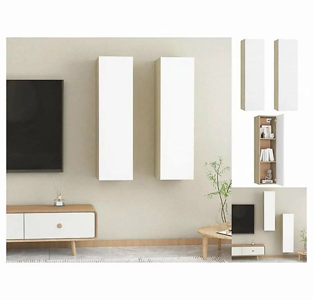 vidaXL TV-Schrank TV-Schränke 2 Stk Weiß und Sonoma-Eiche 30,5x30x110 cm Sp günstig online kaufen
